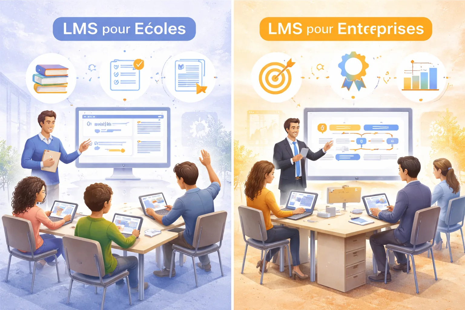 Comparaison des LMS académiques et d'entreprise