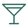 Stylized cocktail glass icon in green