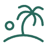 Icon of a palm tree and sun on a beach