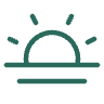 Stylized sunset icon with a rising sun