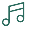 Musical note icon in teal color
